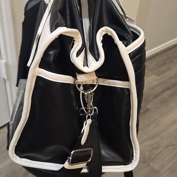 Steve Madden BSaints Duffel Bag- Black/White